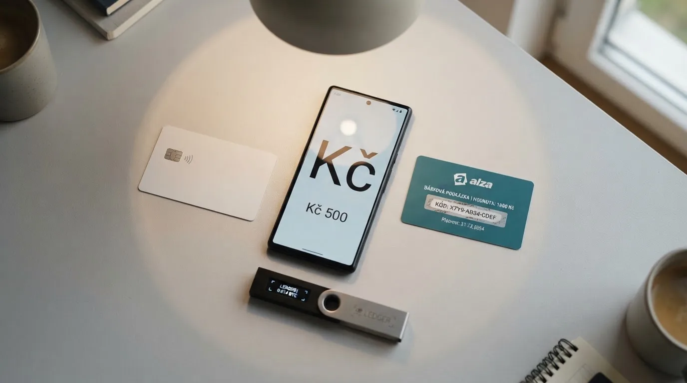 Přehled platebních metod — platební karta, mobil s aplikací e-peněženky, paysafecard a krypto peněženka — se zvýrazněnou podporou CZK