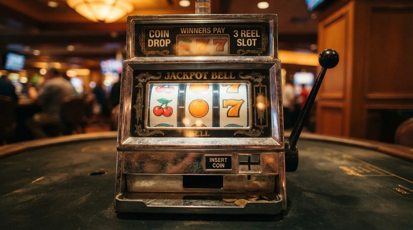 Koláž tří typů automatů — tříválcový klasický automat, ovocný automat s 81 liniemi a moderní pětiválcový slot s bonusovou hrou